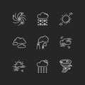 Meteorology chalk white icons set on black background Royalty Free Stock Photo