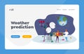 Meteorology Landing Page Template. Meteorologist Characters on Meteo Station near Transmission Tower with Satellite