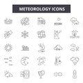 Meteorology line icons, signs, vector set, linear concept, outline illustration