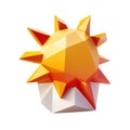 meteorology symbols sunny weather poly, 3d icon polygon style isolated poligon Transparent background png. Generative ai Royalty Free Stock Photo