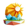 meteorology symbols sunny weather poly, 3d icon polygon style isolated poligon Transparent png. Generative ai Royalty Free Stock Photo