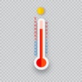 Meteorology thermometers isolated. Cold and heat temperature. Vector illustration. Celsius and fahrenheit