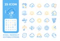Meteorology two color line icons set