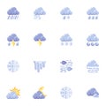 Forecast weather flat icons set Royalty Free Stock Photo