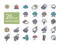 Meteorology Weather flat icons set