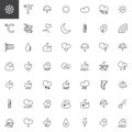 Meteorology weather and forecast universal line icons set Royalty Free Stock Photo