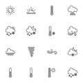 Meteorology weather line icons set