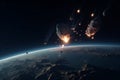 Meteors hit earth. Generate Ai