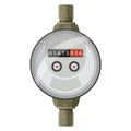 Meter counter. Water power measurement. Water meter to record consumption. Isolated vector cartoon icon on white