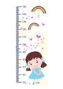 Meter growth, cute kids, children`s height measurements .