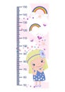 Meter growth, cute kids, children`s height measurements .