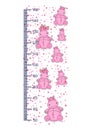 Meter height, cute hippos, children`s height measurements .