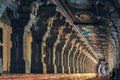 1220 meter-long corridor in Ramnathswami Temple at Rameshwaram Tamilnadu INDIA