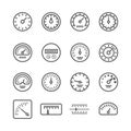 Meter manometers speed clock measure line vector icons