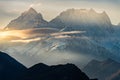 A sunrise view of Spantik Peak (Golden Peak) captured from Duikar Hill Viewpoint in Hunza, Gilgit Baltistan, Pakistan. Royalty Free Stock Photo