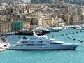 Beautiful mega yacht `Samar` in the port of Birgu, Malta Royalty Free Stock Photo