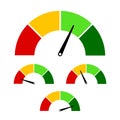 Meter sign. Speedometer icon for infographics design. Colorful meter scale concept. Different rate scale from red to green.
