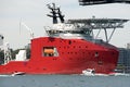 A 106 meter Transport Ship with helipad at Sydney navy centenary celebrations closeup view. Australia Royalty Free Stock Photo