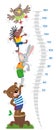 Meter wall or height chart with funny animals