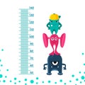 Meter wall or height meter from 50 to 140 centimeter with cute monsters.