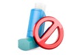 Metered-dose inhaler, MDI with forbidden symbol. 3D rendering Royalty Free Stock Photo