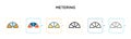 Metering vector icon in 6 different modern styles. Black, two colored metering icons designed in filled, outline, line and stroke