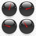 Meters, dials with red pointer. Speedometer, manometer, pressure