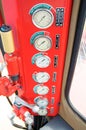 Meters or gauge in crane cabin for measure Maximun load, Engine speed , Hydraulic pressure , Temperature and fuel level Royalty Free Stock Photo