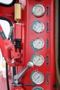 Meters or gauge in crane cabin for measure Maximun load, Engine speed , Hydraulic pressure , Temperature and fuel level Royalty Free Stock Photo