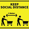 2 meters Social Distance while shopping in Malls, Grocery stores, Shops, Animated Illustrates shows maintaining distance Royalty Free Stock Photo