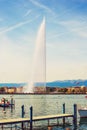 140 meters water fountain Jet D'eau on Lake Geneva, Switzerland