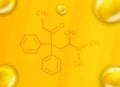 Methadone chemical formula. Methadone 3D Realistic chemical molecular structure