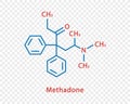 Methadone chemical formula. Methadone structural chemical formula isolated on transparent background.