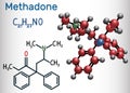 Methadone Dolophine molecule. It is an opioid, is used as an