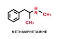 Methamphetamine chemical formula. Methamphetamine chemical molecular structure. Vector illustration