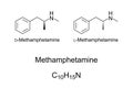 Methamphetamine, crystal meth, chemical structure, recreational drug