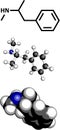 methamphetamine (crystal, meth) psychostimulant drug, molecular model
