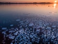 Methane bubbles in ice Royalty Free Stock Photo