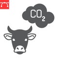 Methane emission from cow glyph icon Royalty Free Stock Photo