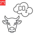 Methane emission from cow line icon Royalty Free Stock Photo