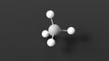 methane molecular structure, simplest alkane, gas, ball and stick 3d model, structural chemical formula with colored atoms Royalty Free Stock Photo