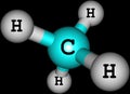 Methane molecule on black