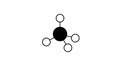 methane molecule, structural chemical formula, ball-and-stick model, isolated image simplest alkane