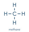 Methane natural gas molecule. Main component of natural gas and LNG liquefied natural gas and biogas, produced by fermentation.. Royalty Free Stock Photo