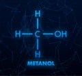 Methanol concept chemical formula icon label, text font vector illustration