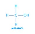 Methanol concept chemical formula icon label, text font vector illustration