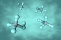 Methanol or methyl alcohol. Molecular model on turquoise background. Scientific background. 3d illustration