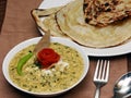 North Indian Kashmiri Methi malai chaman, butter naan