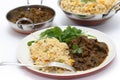 Methi gosht and tomato biriyani meal