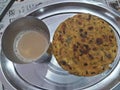 methi paratha with tea